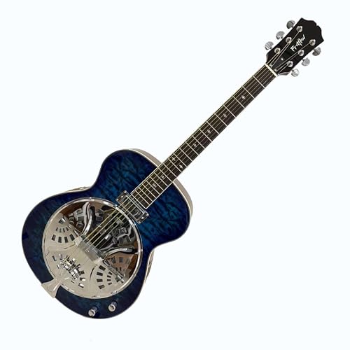 40-inch Resonator Electric Guitar with Spruce Top & Sapele Body Okoume Neck Rosewood Fingerboard | Bronze Strings | Beginner guitar (Sky Blue)