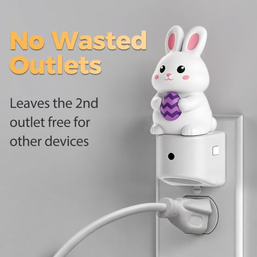 Image of DORESshop LED Night Light for Kids, Bunny Night Lights Plug into Wall, 8 Colors+ Soft White 3000K Nightlight, Dusk to Dawn Sensor, Nightlights for Kids Room, Bedroom, Birthday Gift, 2 Packs