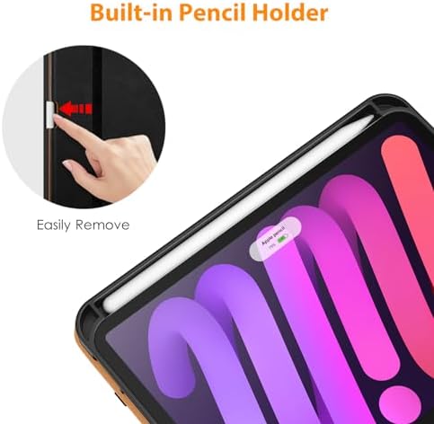 DTTO for iPad Mini 7th (A17 Pro) 2024/iPad Mini 6th Generation Case 2021 8.3 Inch, Premium Leather Business Folio Stand Cover for Mini 7/6 with Pencil Holder-Multiple Viewing Angles, Black Brown