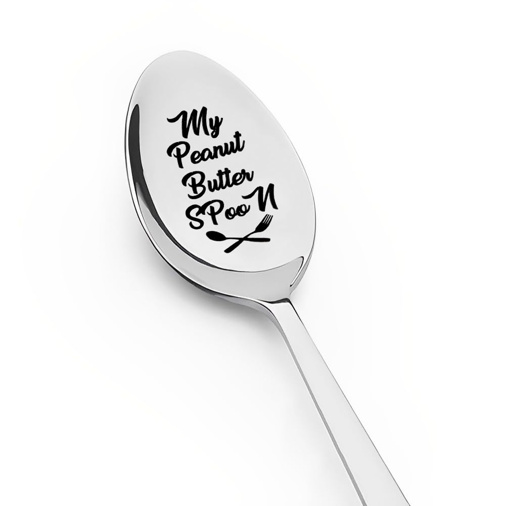 땅콩버터 애호가를 위한 생일 선물, 아내, 남편, 엄마, 아빠, 딸, 아들, 친구로부터 땅콩버터가 새겨진 스테인리스 스틸 스푼을 선물하세요. 땅콩버터 애호가를 위한 발렌타인데이, 기념일, 결혼 선물