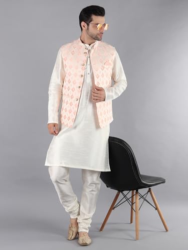 Image of Uri and MacKenzie Men's Silk Blend Kurta Pajama with Designer Ethnic Nehru Jacket /Modi Jacket