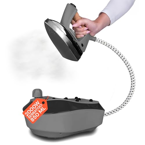 Avilia – Ferro da Stiro a Vapore con Caldaia 3.5 Bar 850 ml con Impugnatura in Sughero, Vapore Continuo e Verticale, Piastra Inox per Stiratura Professionale e Tessuti Delicati (Grigio)