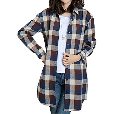 Womens Plaid Flannel Long Sleeve T-Shirt Family Matching Tops Cover