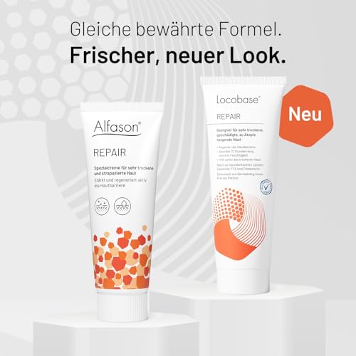 Locobase Repair Creme - 72h Feuchtigkeitscreme für sehr trockene & rissige Haut - Körper & Gesichtspflege - regeneriert die Hautbarriere - parfümfrei - dermatologisch getestet - 30g