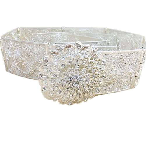 Marokkanische Kaftan Hochzeit Metall Gürtel Frauen Designer Taille Kette Dubai Brautkleid Körperschmuck silber 110cm