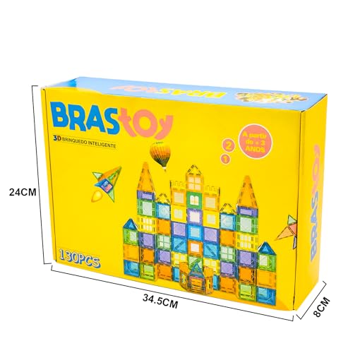 Brastoy Blocos De Montar Magnético Brinquedo Educativo Infantil (130 Peças)