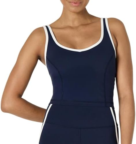 Amazon Essentials Women’s Active FormFlex Buttery Soft Light Support Crop Tank with Bra and Contrast Trim Amazon Essentials Women’s Active FormFlex Buttery Soft Light Support Crop Tank with Bra and Contrast Trim