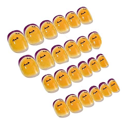 Jenpech 24Pcs/Set Halloween Nails, Press On Nails For Girl, Halloween Style Nail Tip Wearable Colorful Full Cover Press On Self Adhesive False Nails For Halloween Party 5 #TOP11