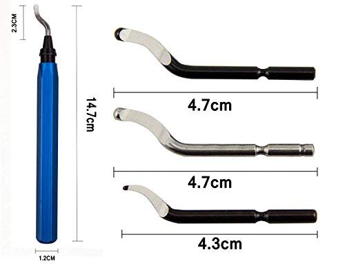 YXGOOD Hand Deburring Tool Kit Set with 15pc HSS Blade- Practical for Cutting Deburrs Wood, Plastic, Aluminum, Copper and Steel(Blue) - Thumbnail 3