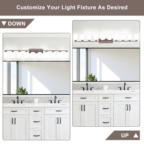 Image of IZORRO Bathroom Light Fixtures, Modern Vanity Lights, Bathroom Lighting Fixtures Over Mirror with Milky White Shade, Wall Sconce for Living Room Cabinet Bedroom (Oil Rubbed Bronze, 10-Light)