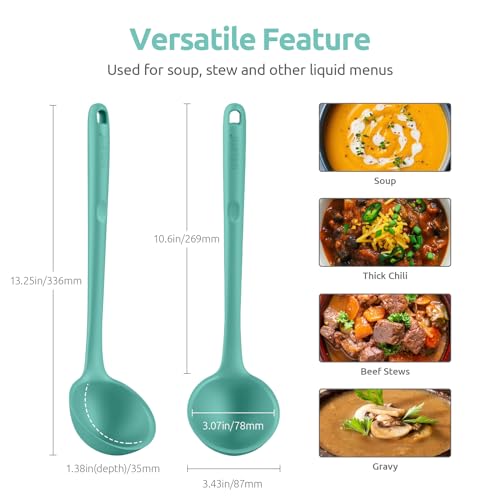 U-Taste OP-EUSL01-M-AS 13 Inch Silicone Soup Ladle: U-Taste 600ºf Heat Resistant 4 Oz Large Non-Stick Seamless Rubber Kitchen Deep Serving Spoon thumb #1