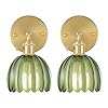   Vintage-Wall-Sconces-Set-of-2-with-Green-Tulip-Glass-Lampshade-180-Degree-Adjustable-Brass-Sconces-Hradwired-Modern-Wall-Lighting-Fixture-with-Switch-for-Bedside-Bedroom-Doorway