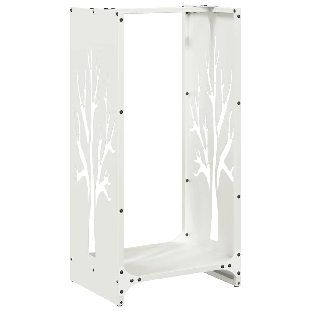 vidaXL Firewood Rack White 40x30x80 cm Cold-rolled steel, fireplace log holder, log holder, log stand, indoor log storage, fire wood rack, log rack