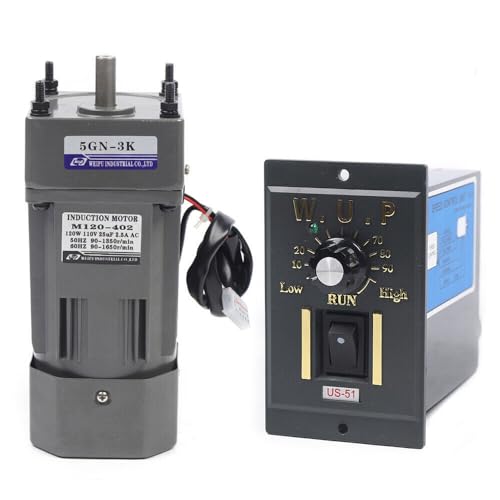 AC Gear Motor, 110V 120W Electric Single-Phase Motor Gear Reversible Mo-tor, 3K 0-450RPM High Torque AC Induction Mo-tor Electric Reduction Mo-tor for Industry