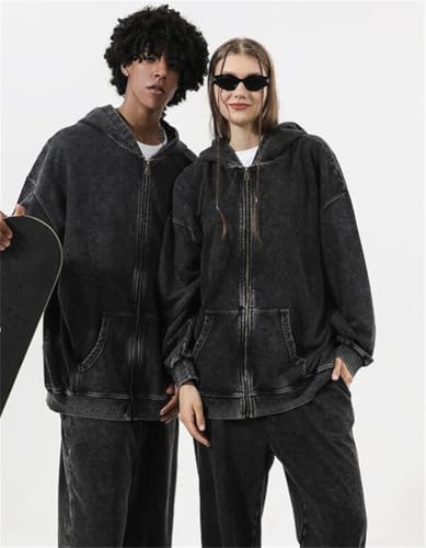 Mens Oversized Hoodies Unisex Vintage Hoodies Zip Up Acid Wash Sweatshirt for Men Heavyweight2