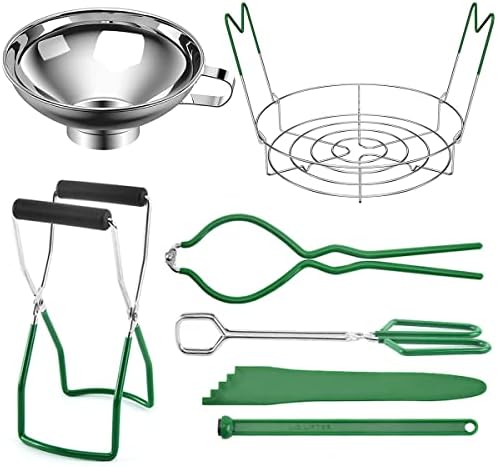 7Pcs Canning Supplies Starter Kit Canning Tools Set Stainless Steel Canning Set with Canning Rack Canning Tonga Jar Lifter Durable Multifunctional Canning Kit for Canning Pot Home Canning Supplies St