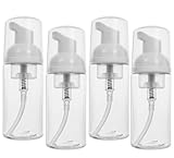 BienBion 2oz Travel-Sized Foaming Pump Bottles, 4PCS Empty Foam Pump Bottle, Refillable Travel Size Mousse Bottle, Hand Soap Shampoo Lash Shampoo Foaming Soap Dispenser, BPA Free(Clear)