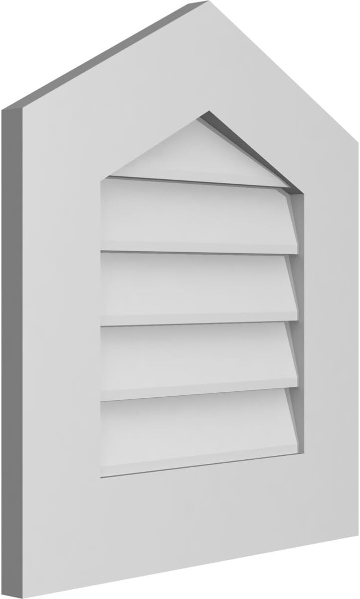 GVSPE18X2001SN-06 Peaked Top Standard Frame, Primed Tan Signature Series Surface Mount Gable Vents, 18-in. W x 20-in. H