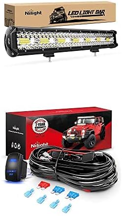 Nilight LED Light Bar 20Inch 450W Spot Flood Combo Led Off Road Lights with 12V 5Pin Rocker Switch 16AWG Wiring Harness Kit-2 Lead, 2 Years Warranty