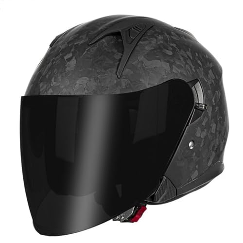 Cascos de moto abiertos de fibra de carbono tipo jet con visera solar XL