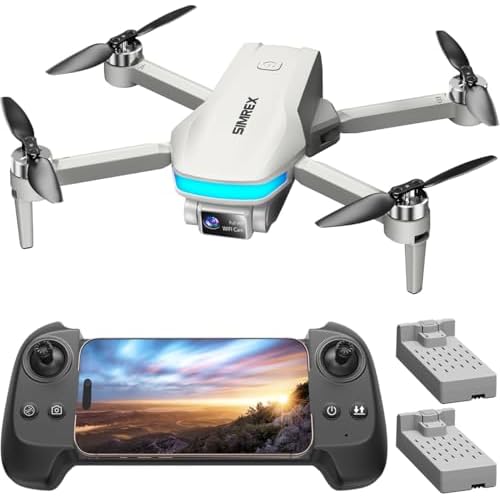 SIMREX Drone with Camera for Adults 4K, Brushless Motor Drones for Kids Beginners,FPV Foldable, Optical Flow & Altitude Hold, WiFi Live Video, Gesture/Voice Controlt,Toys Gifts for Teen Boys (Gray)