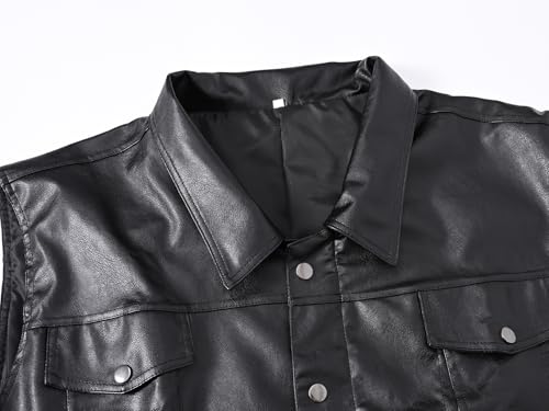 Image of Men's Zipper PU Faux Leather Sleeveless Waistcoat Motorcycle Biker Vest Jacket
