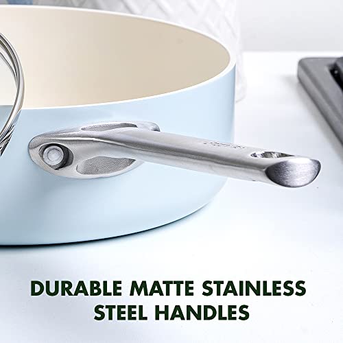 Greenpan Padova Hard Anodized Healthy Ceramic Nonstick, 3.27Qt Saute Pan Jumbo Cooker With Lid, Pfas-Free, Dishwasher Safe, Light Blue #TOP3