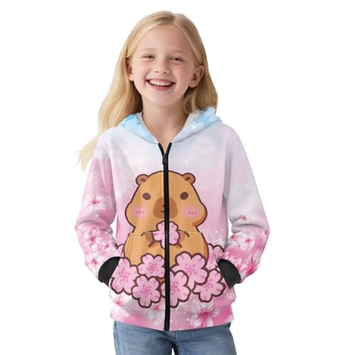 YEXIATODO Girls Long Sleeve Hooded Sweatshirt Zipper Crop Top Hoodies Pullover Sweatshirts for Girl with Pockets