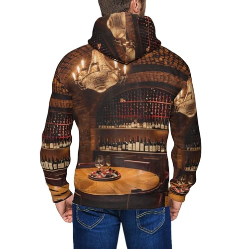 Sweat à capuche imprimé cave vin pull homme doux coupe décontractée - 7