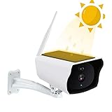 Roebii Caméra De Surveillance Solaire Exterieure, 1080P Wireless WiFi Caméra De Surveillance sans Fil IP67 Waterproof Solar Security Camera, Vision Nocturne, Détection De Mouvement, Alerte D'activité