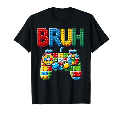 Play Building Blocks Bruh Saying Gamer Boys Brick Builder T-Shirt