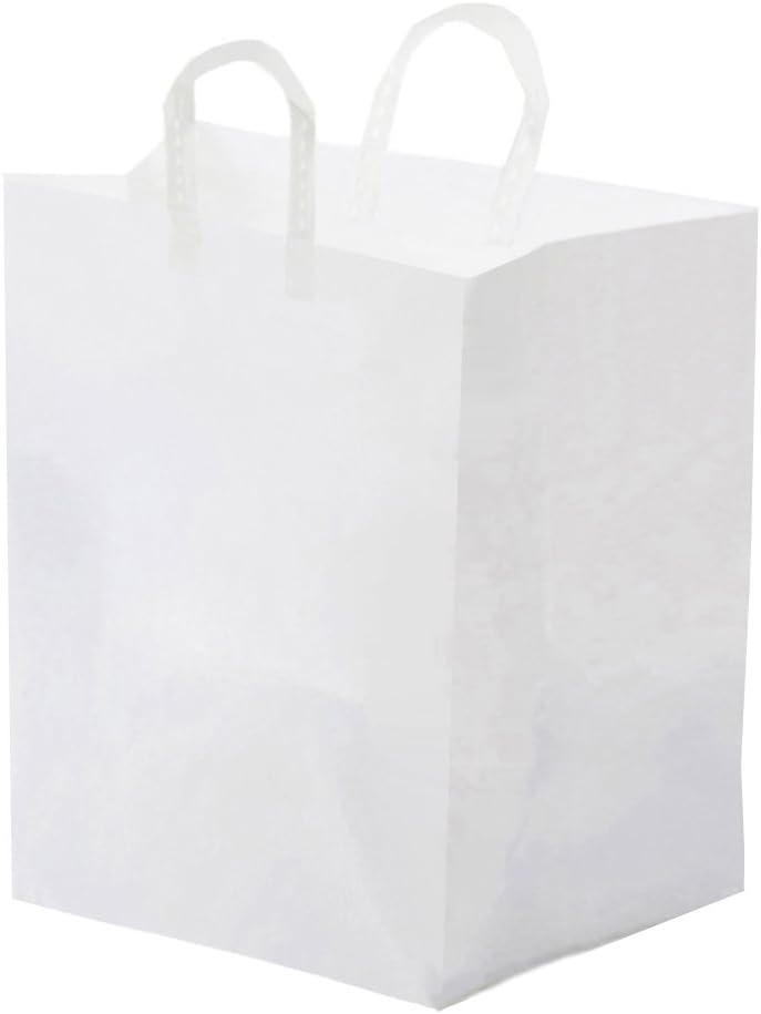 Glopack SFLPWTPE Large Take-Out Shopper Bag with Folded Loop Handle, 16" Length x 12" Width (Case of 250)