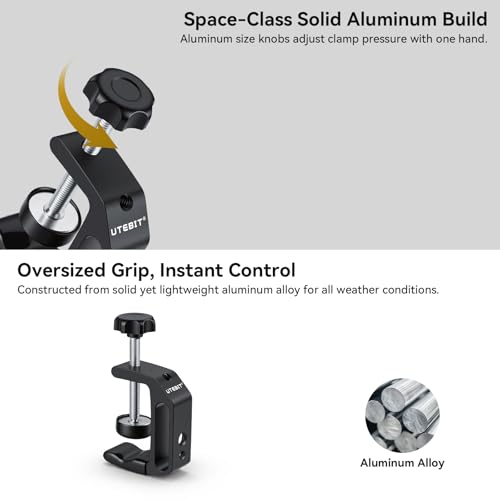 Image of UTEBIT Universal C-Table Clamp with 1 /4 inch and 3 /8 inch Thread, Aluminum Support Clamp Desktop Mount Holder for Range 0.36 inch-2 inch, Versatile Desk Clamp for LCD Monitor Flash Carts Benches Worktables