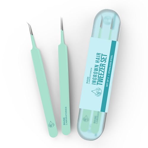 Base Labs Ingrown Hair Tweezers Set – 2 Pack Precision Tweezers