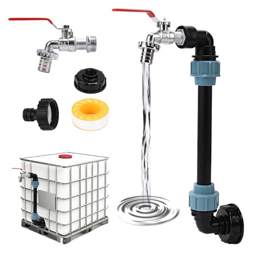 IBC Tank Gooseneck Rain Barrel Outlet Tap 3/4 Inch Outlet Tap IBC Container S60 x 6 3/4 Inch Taps Adapter Tank Accessories (Extended)