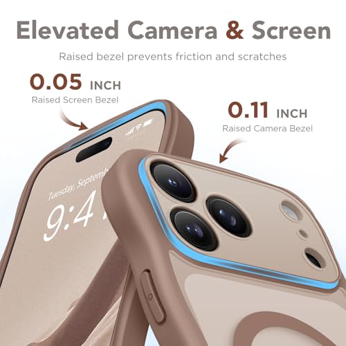 CAPRARO Magnetic for iPhone 17 Pro Max Case for Women Girls, Upgraded [Full Camera Protection] [Compatible with MagSafe] Cute Wave Translucent Matte Phone Case for iPhone 17 Pro Max, Clear Brown by CAPRARO - Used condition - Image 6