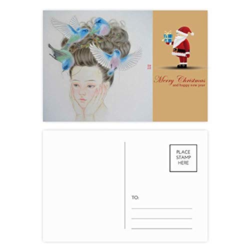 Cartes postales Pretty Girl oiseau bleu en carton haut de gamme pour collection