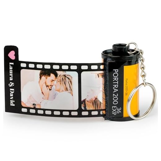 Wanapix | Portachiavi Rullino con Foto Personalizzato| 10 Foto e Testo | Bobina Portachiavi | Portachiavi Colorato con Pellicola per Fotocamera | Regalo Originale