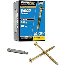 Power Pro Premium Exterior Wood Screws, #10 x 3-1/2" Inch All-Purpose Deck Screws for Outdoor Projects, T-25 Star Bit Included, Bronze, 55 Pieces | 48603V4