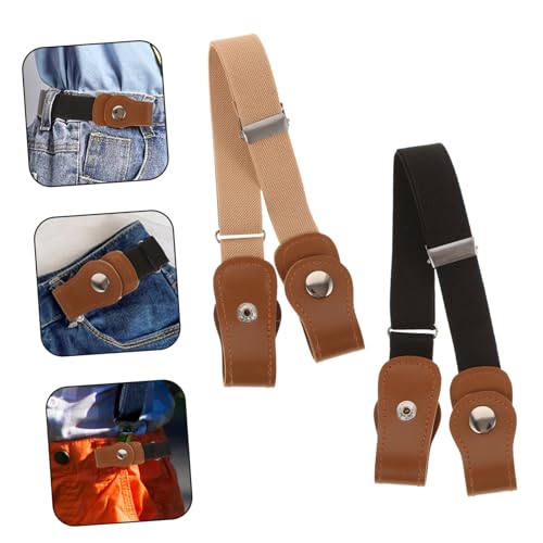 2Pcs Elastic Waist Belts Buckle Stretchy Belts for Boys and Waist Belt for Pants and Dresses Lightweight and Durable Design and Colors3