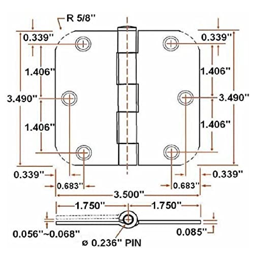 Design House 181446 Hinge, Oil Rubbed Bronze, 3.5" (Pack Of 10) #TOP2
