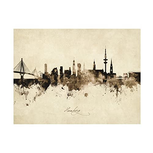 Trademark Fine Art 'Hamburg Germany Skyline Vintage' Canvas Art By Michael Tompsett #TOP15