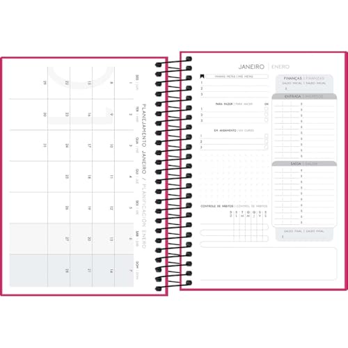 Tilibra - Agenda Espiral Diária 12,9 x 18,7 cm Neon 2025 - Pink