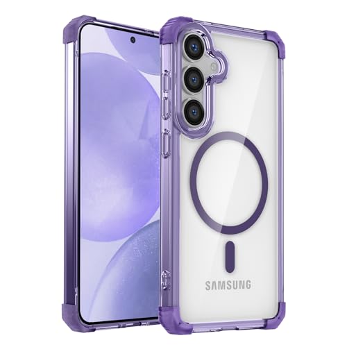 Evita roturas en Samsung S25 con la funda magnética YOUULAR transparente morada anticaídas
