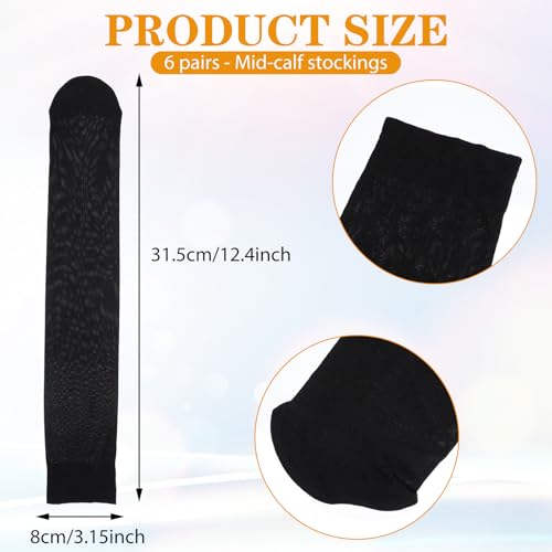 6 Pairs Tight Sheer Knee High Stocking Socks with Reinforced Toes High Elasticity Knee High Nylons for Women4