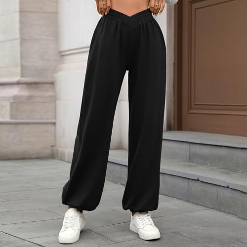 Pantalon confortable pour le quotidien coupe ample taille haute