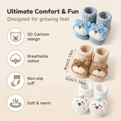 Image of SNOWIE SOFT 3 Pairs Baby Girls Stocking Polyester Cotton Mesh Stocking Knee High Breathable Summer Stockings Cartoon Baby Stockings Gift for Baby Girls 0-3 Years Old
