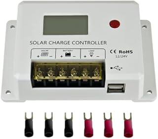 ExpertPower 10A 12/24V Intelligent PWM Solar Charge Controller with Adjustable Parameter LCD Display, Dual USB Ports, for AGM, Gel, LiFePO4