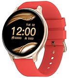 findtime Fitnessuhr Damen Smartwatch Telefonieren mit Lautsprecher Fitness Tracker Smart Watch Uhren Blutdruck Fittnessarmbanduhr Schrittzähler Damenuhr Digital Armbanduhr Sportuhr Rot