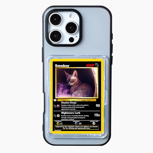 Étui iPhone 14 Pro Max avec affichage carte Pokémon et photo noir